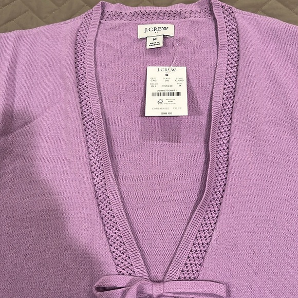 J. Crew Bright Lilac Tie-front Cardigan Sweater/NWT/M - Picture 5 of 9